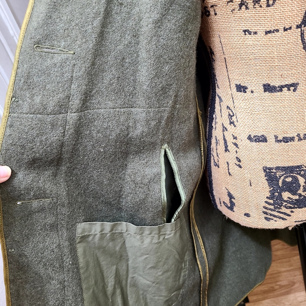 Vtg US Military Overcoat/Trench Coat Double Breasted Size Short S Olive Green - Picture 12 of 14